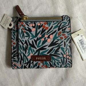 Fossil AFID  Logan Bifold Blue Floral Wallet